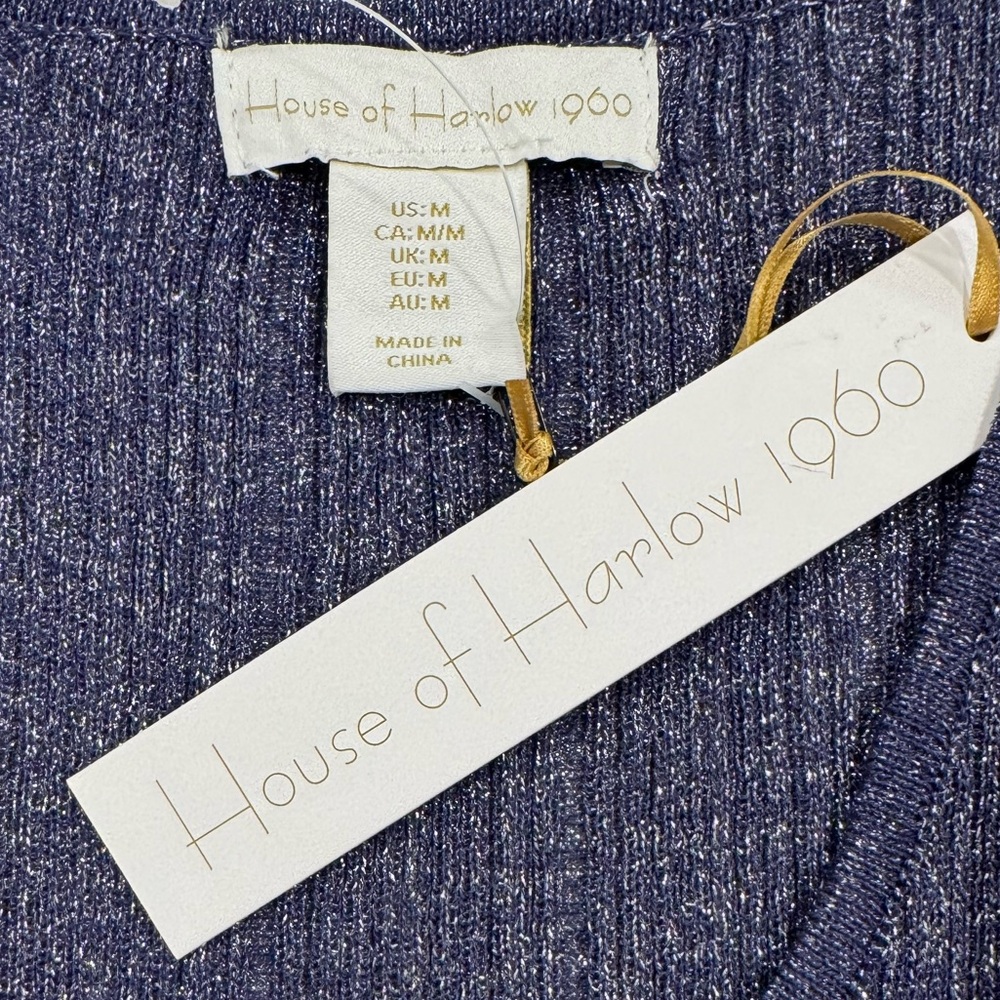 HOUSE OF HARLOW 1960 Sparkle Tank Fun Metallic Bling Blue Silver NWT Size Medium - Picture 6 of 7